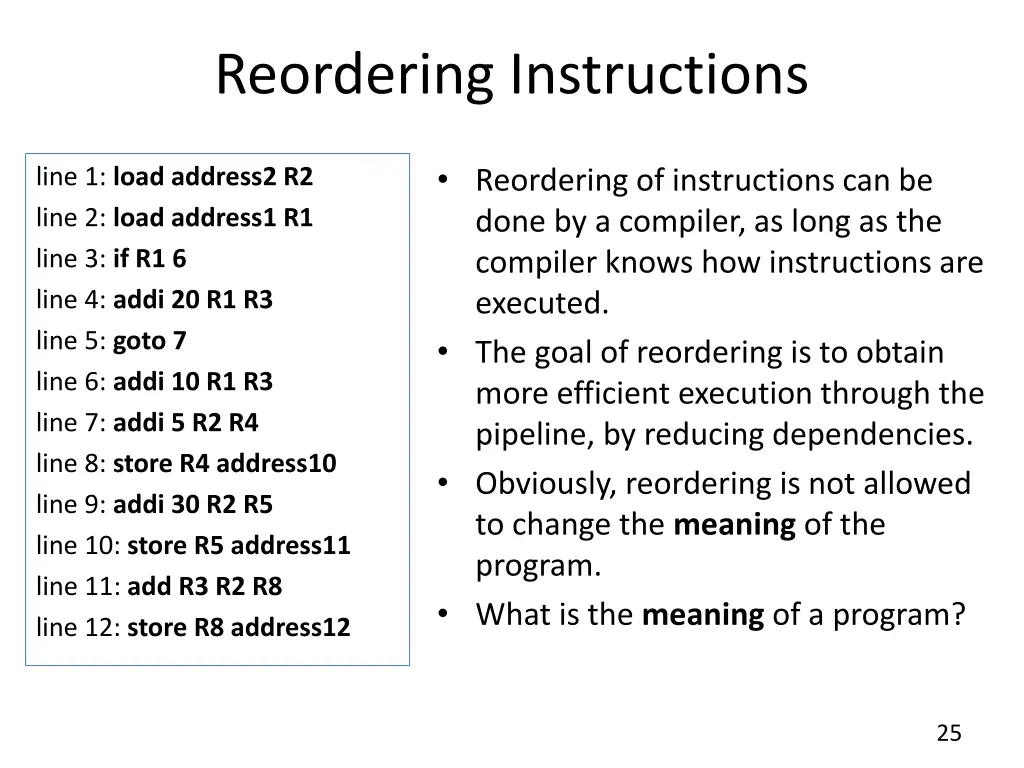 reordering instructions