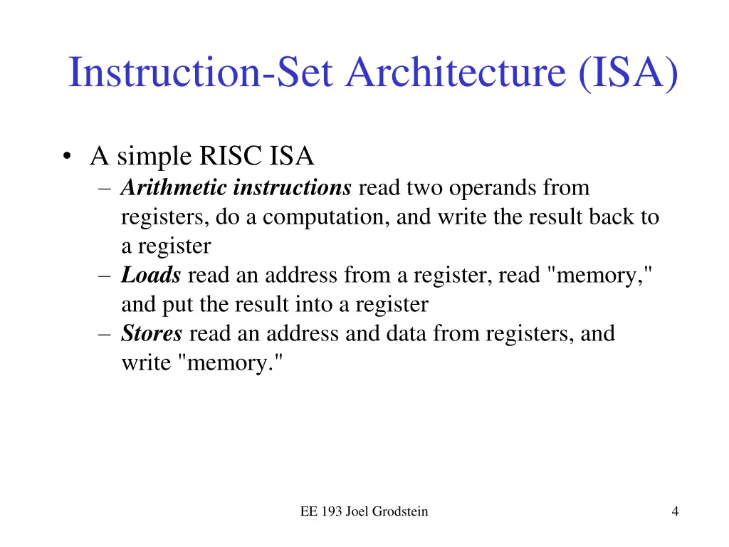 instruction set architecture isa