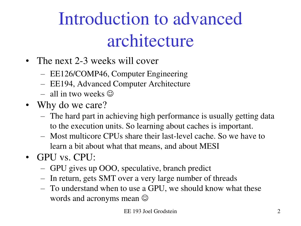 introduction to advanced architecture the next