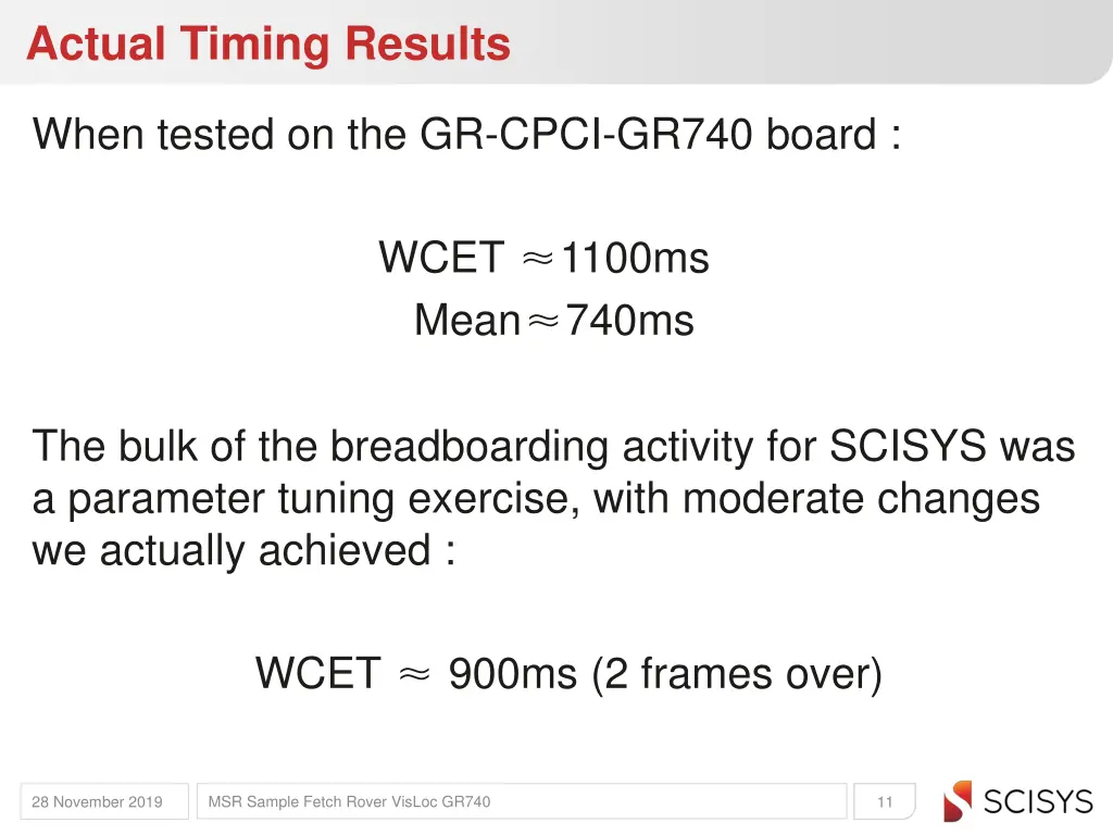 actual timing results