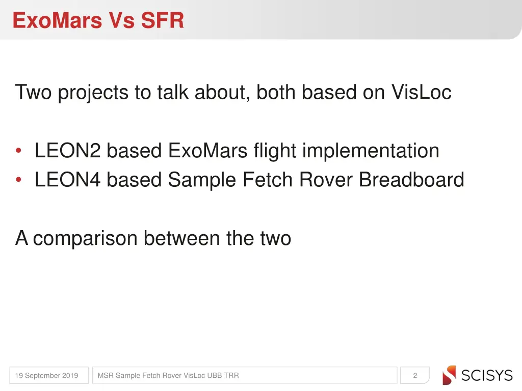 exomars vs sfr