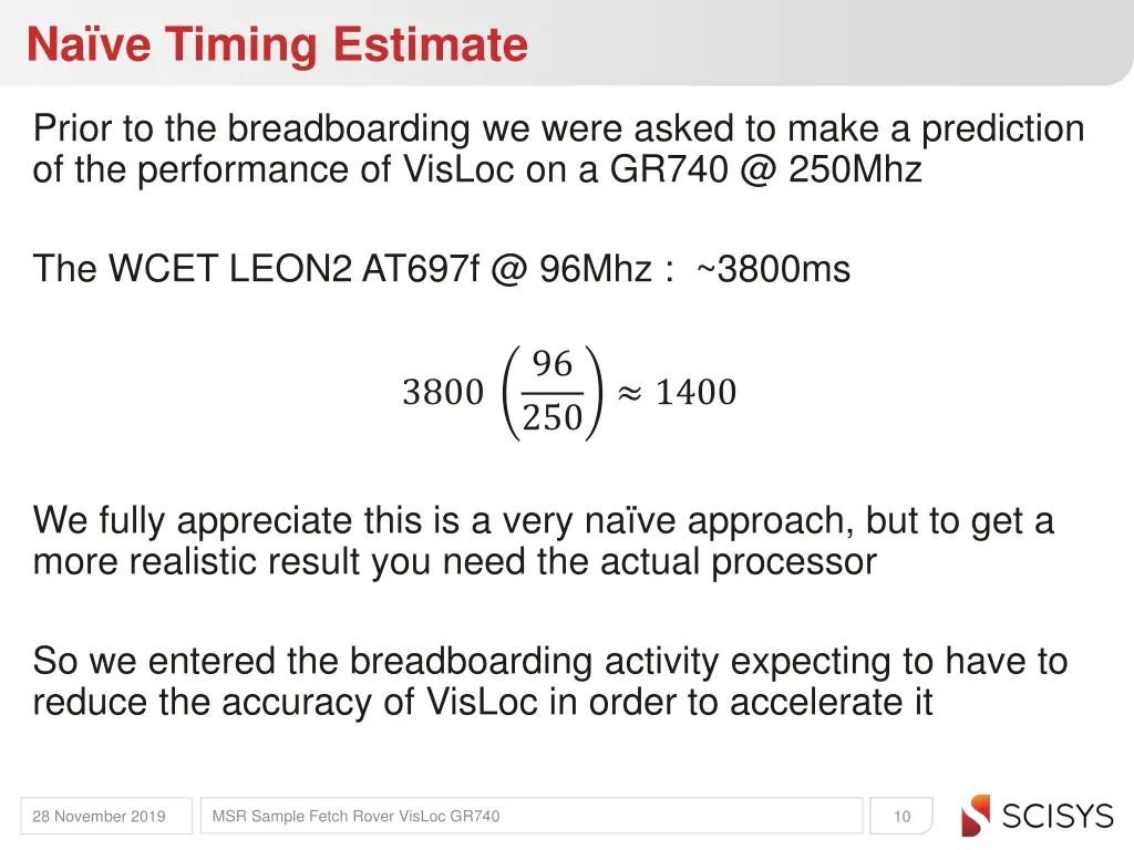 na ve timing estimate