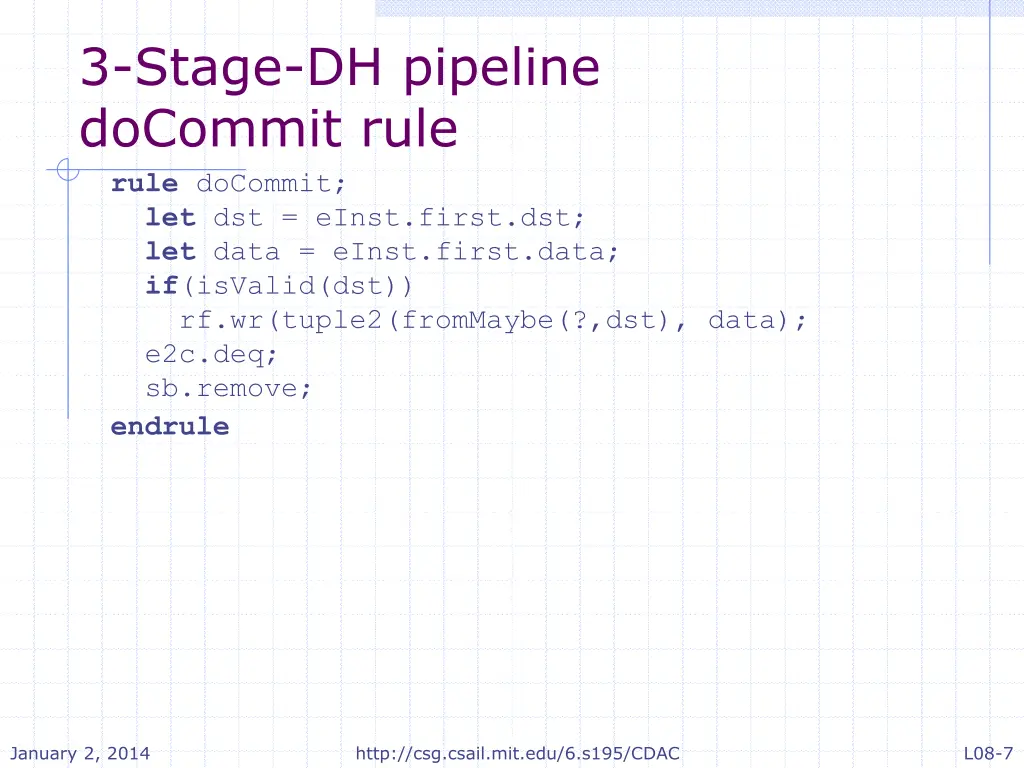 3 stage dh pipeline docommit rule rule docommit