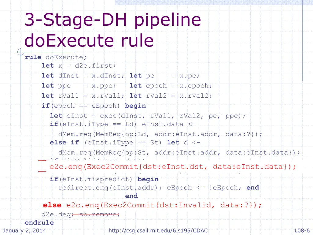 3 stage dh pipeline doexecute rule rule doexecute