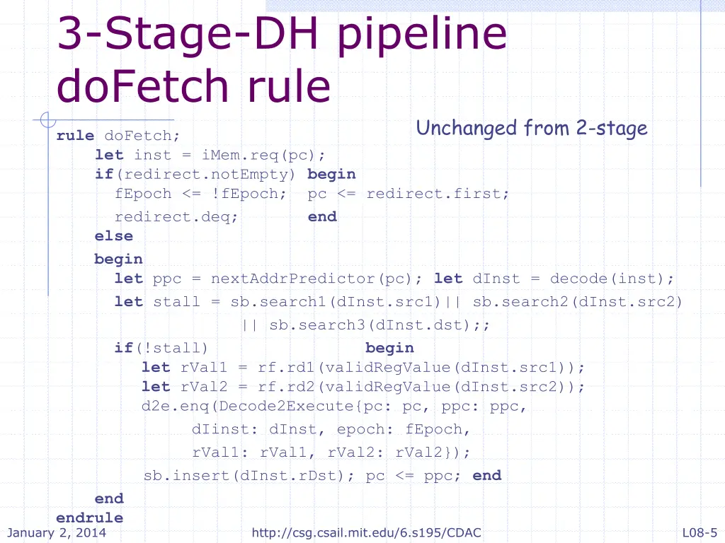 3 stage dh pipeline dofetch rule