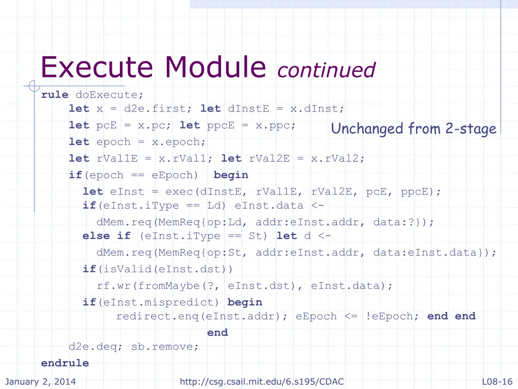 execute module continued rule doexecute