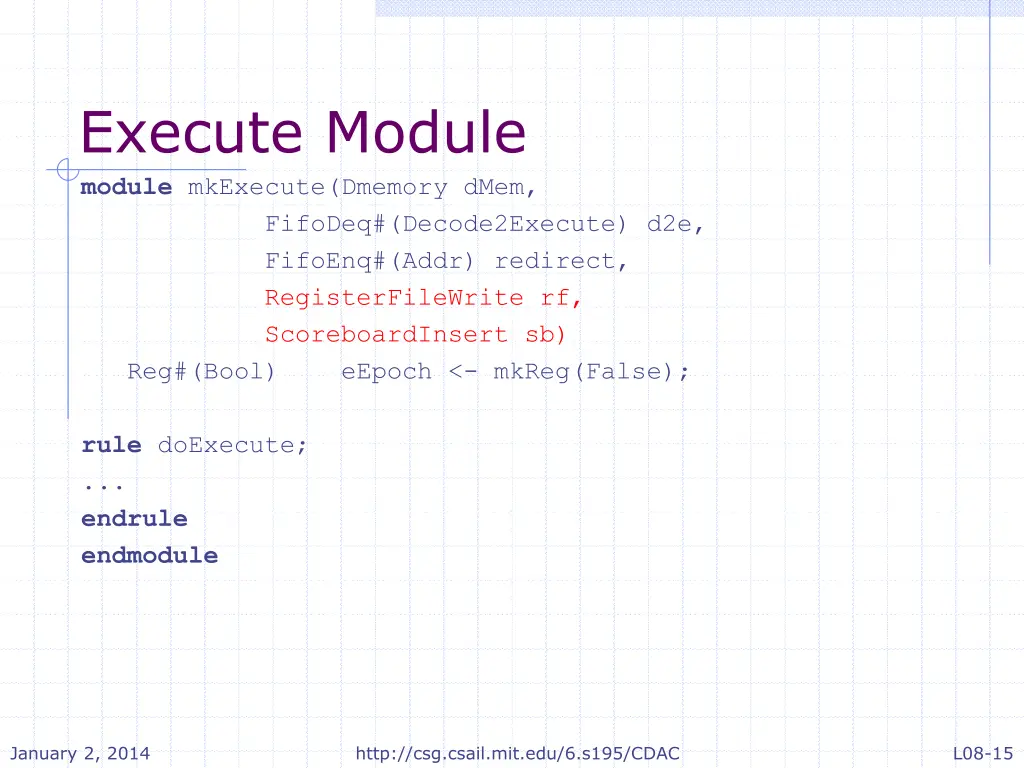 execute module module mkexecute dmemory dmem