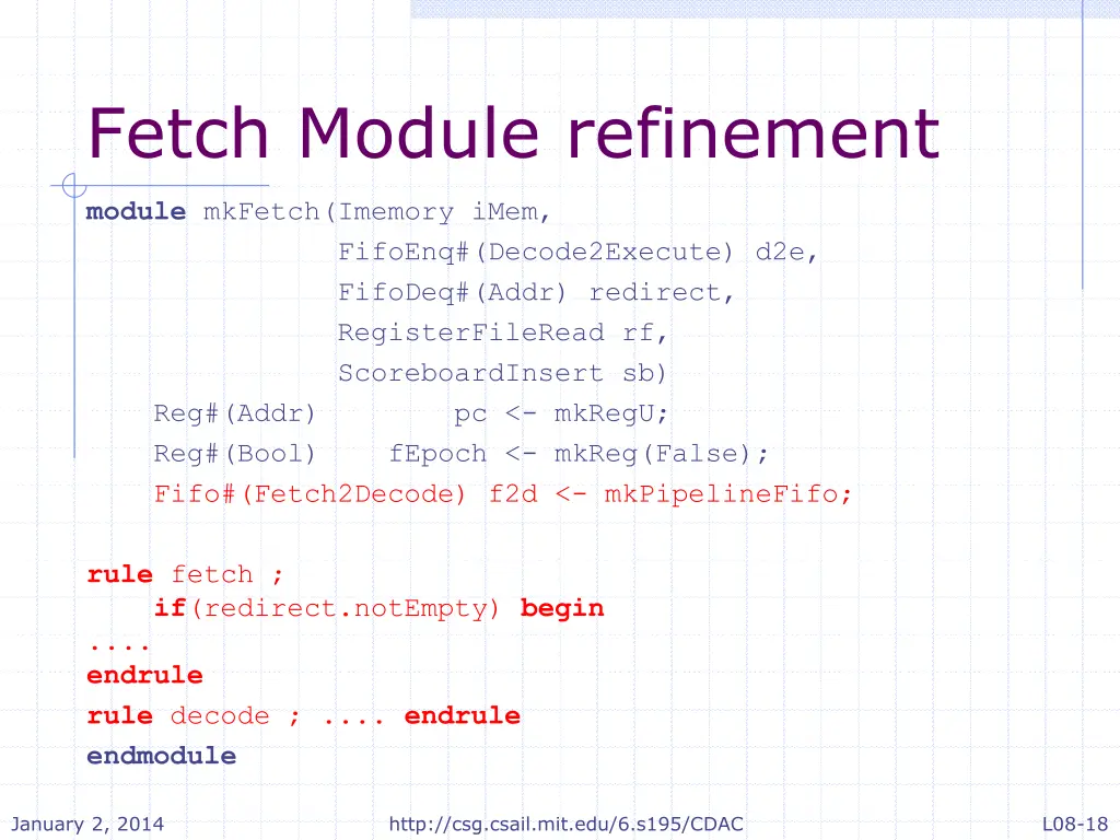 fetch module refinement