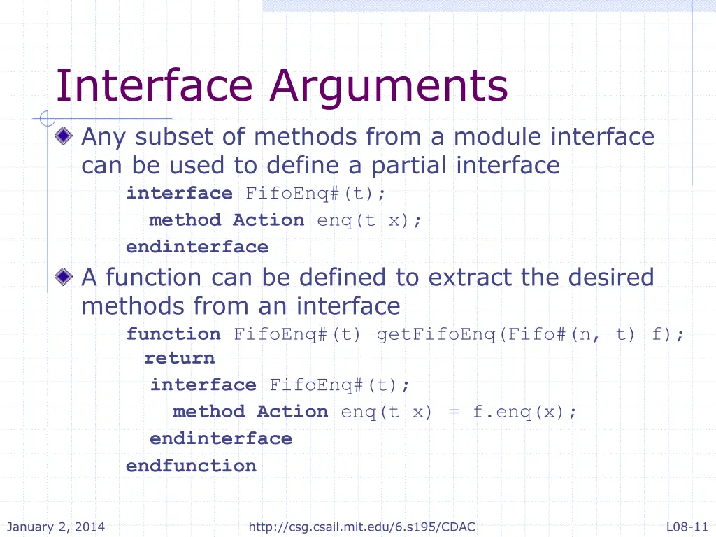 interface arguments any subset of methods from