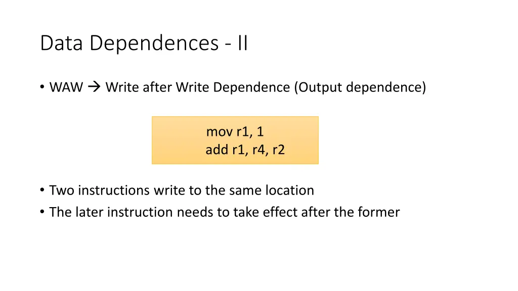 data dependences ii