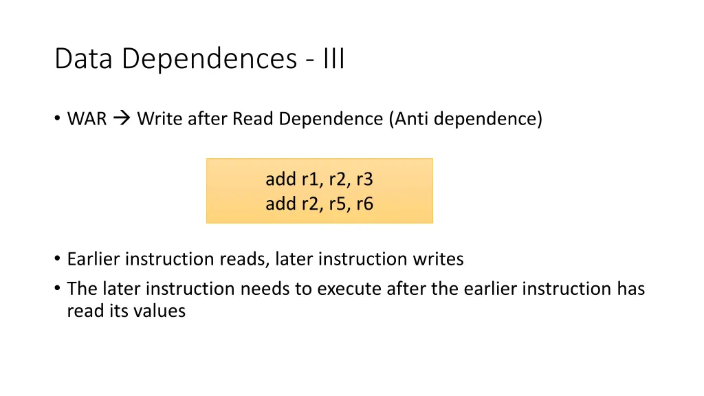 data dependences iii