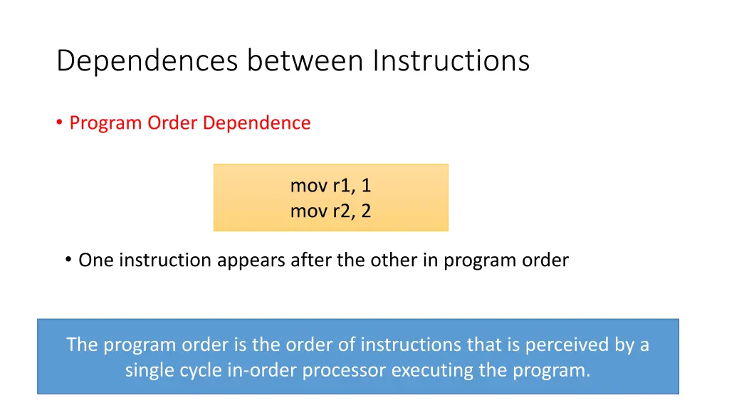 dependences between instructions