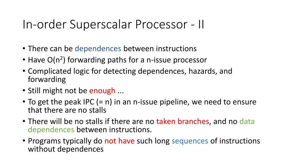 in order superscalar processor ii