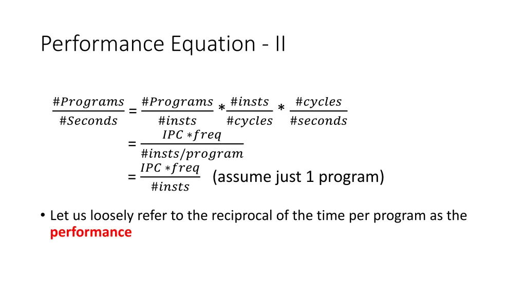 performance equation ii