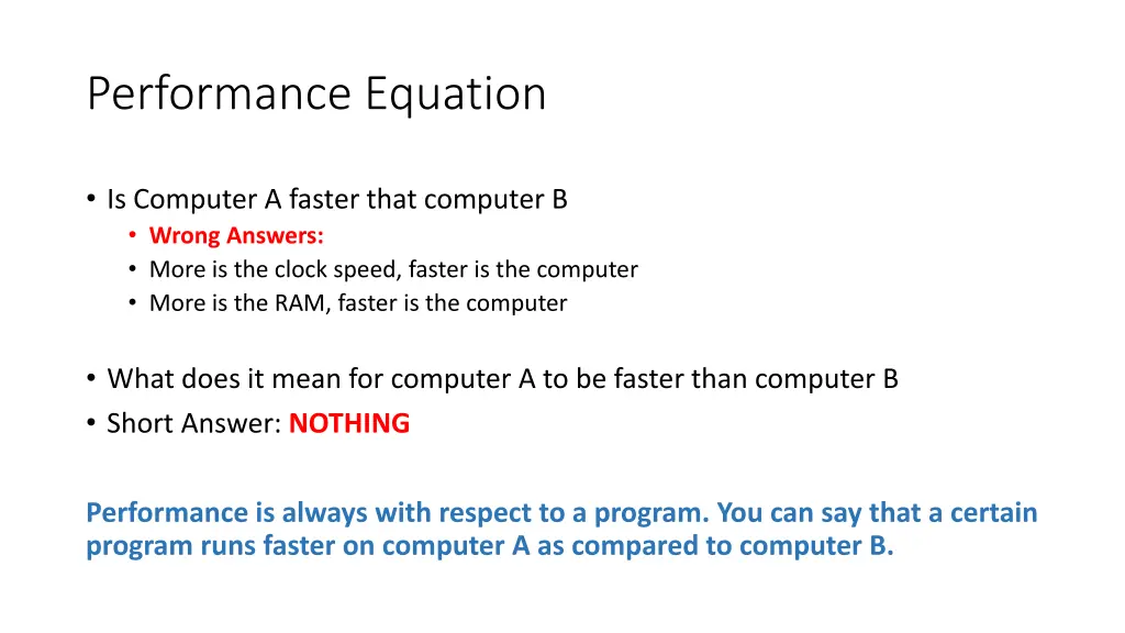 performance equation