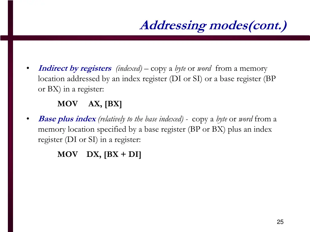 addressing modes cont