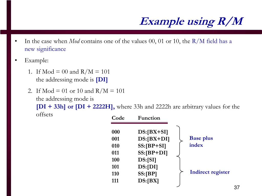 example using r m