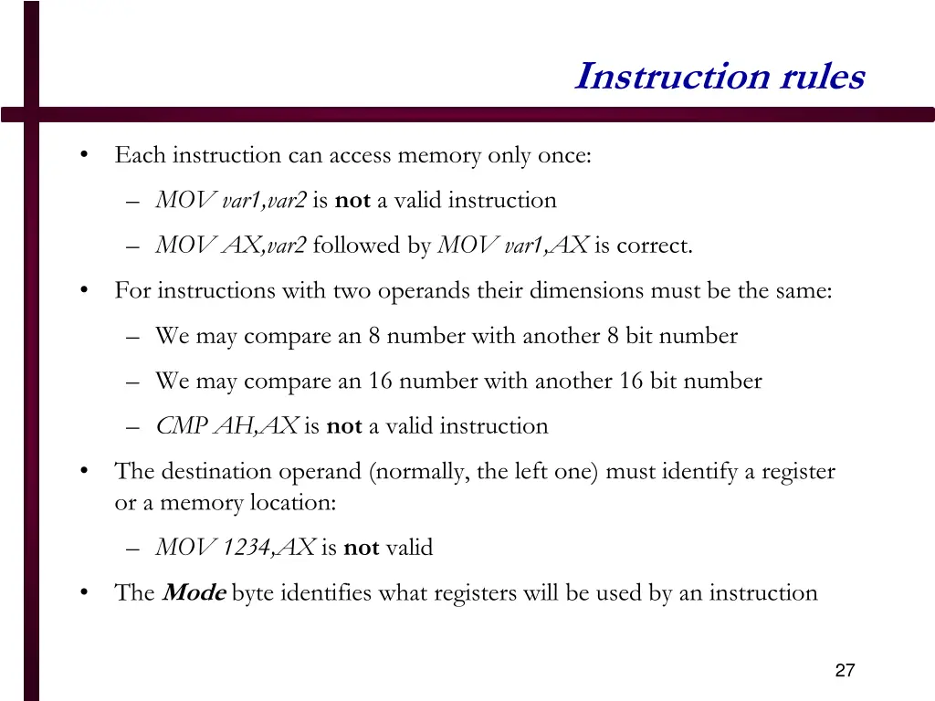 instruction rules