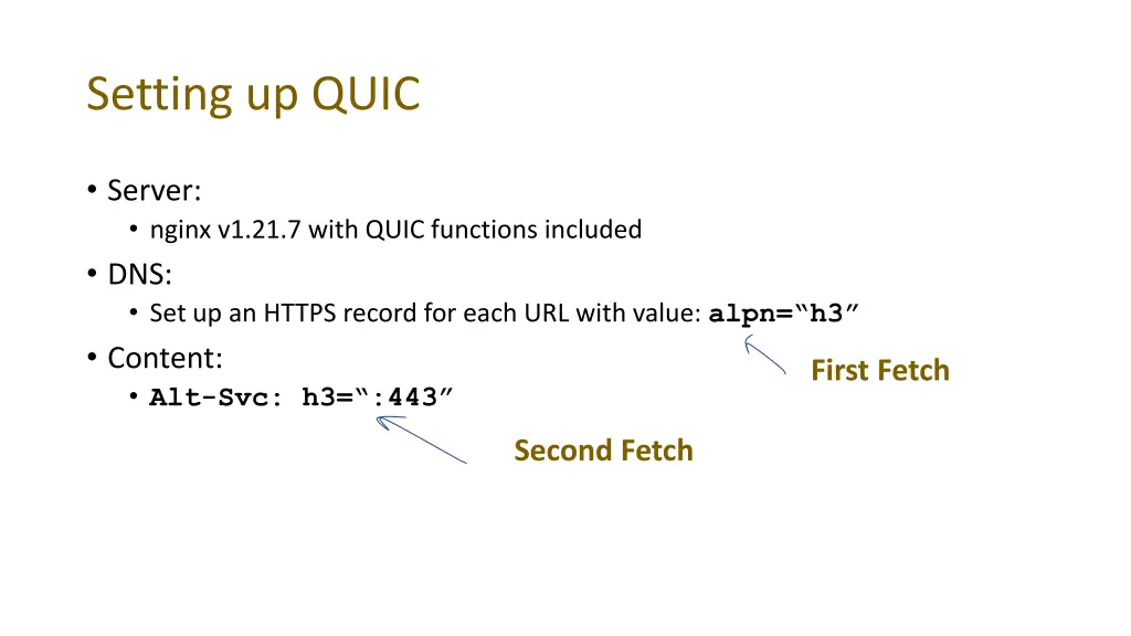 setting up quic 1