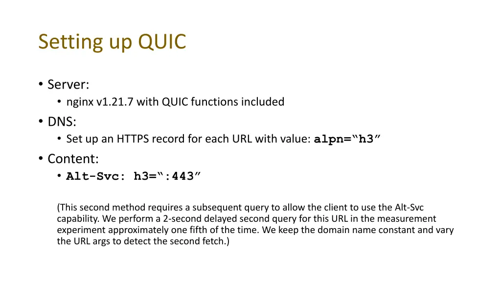 setting up quic