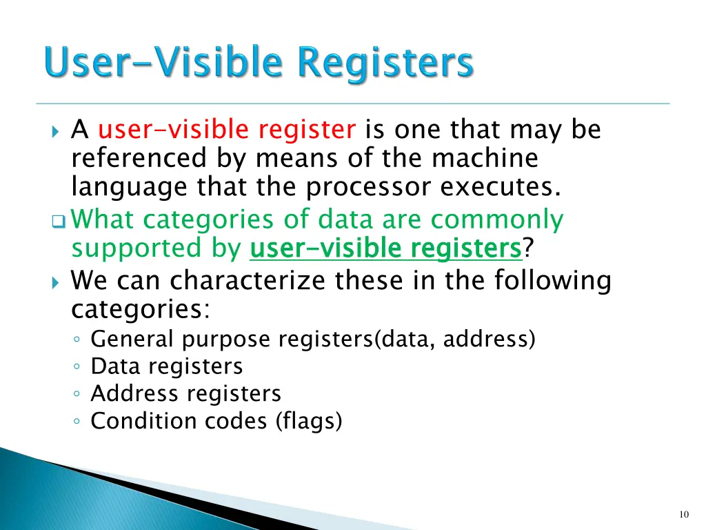 a user visible register is one that