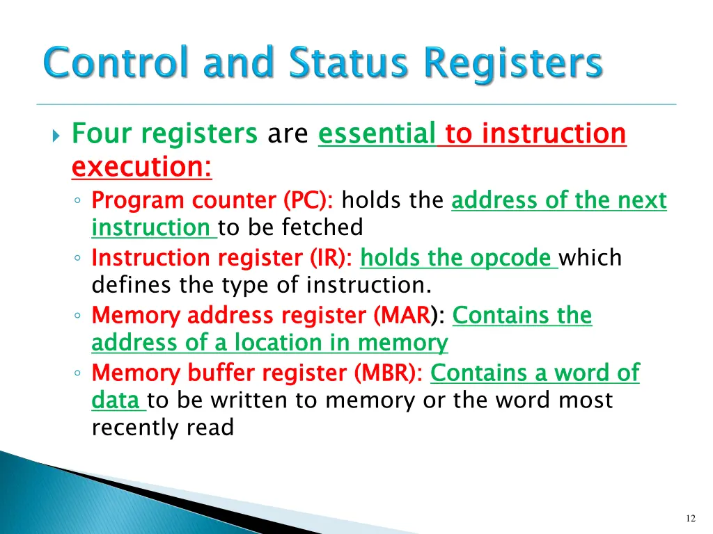 four registers execution program counter