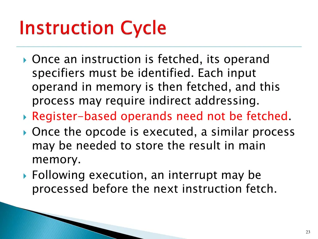 once an instruction is fetched its operand