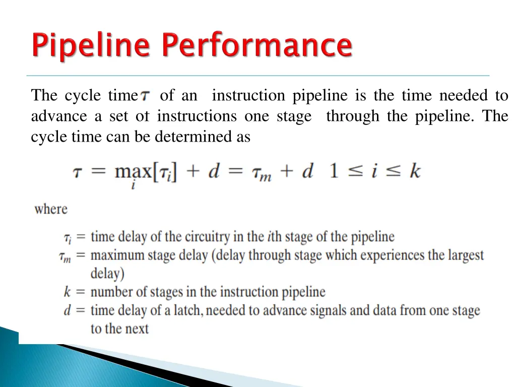 the cycle time of an instruction pipeline