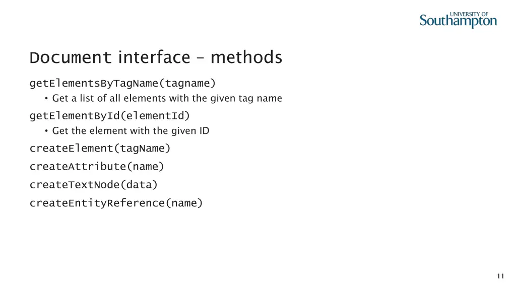 document interface methods