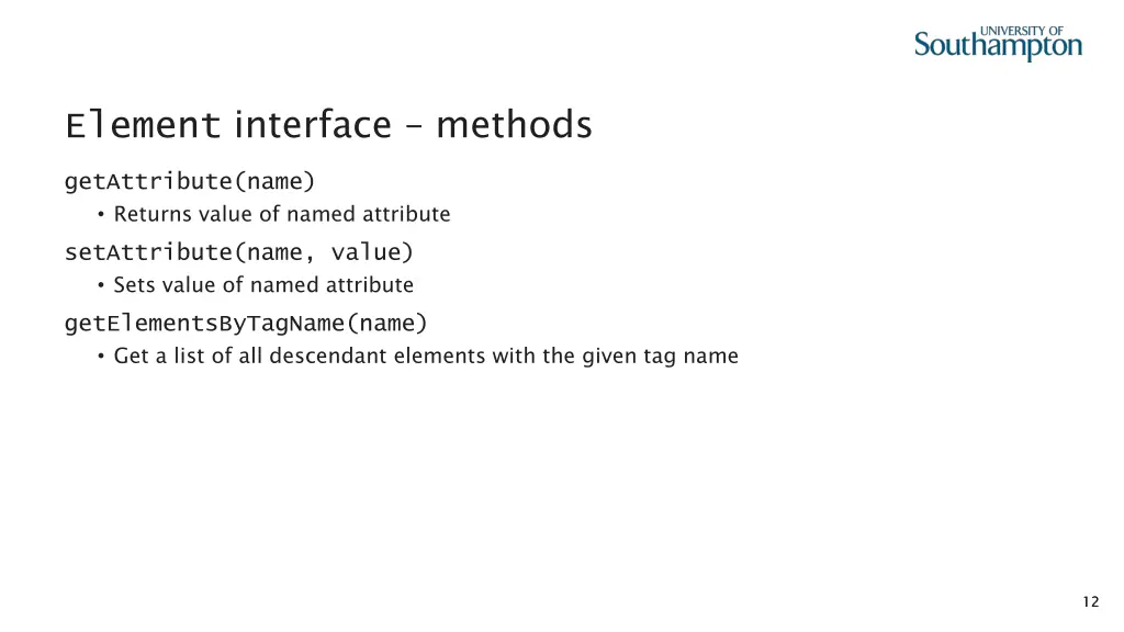 element interface methods