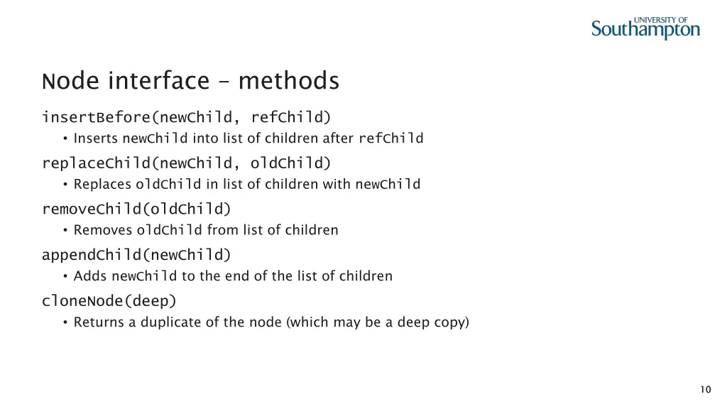 node interface methods