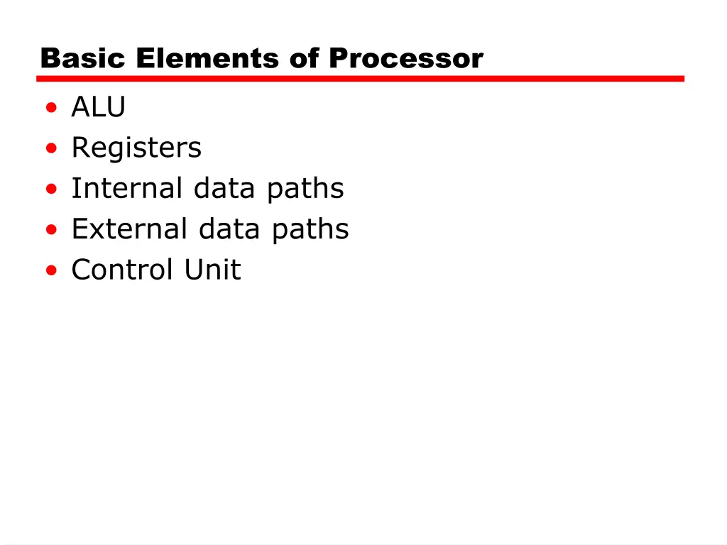 basic elements of processor alu registers