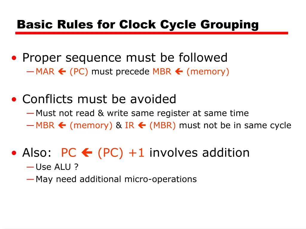 basic rules for clock cycle grouping