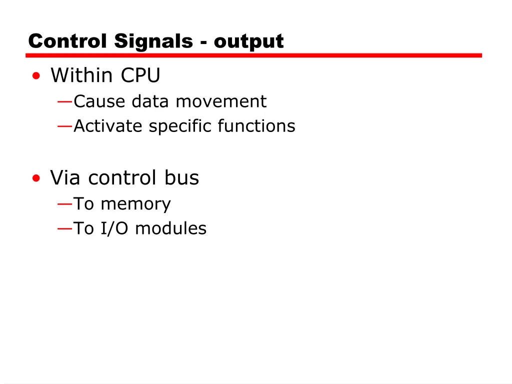 control signals output within cpu cause data