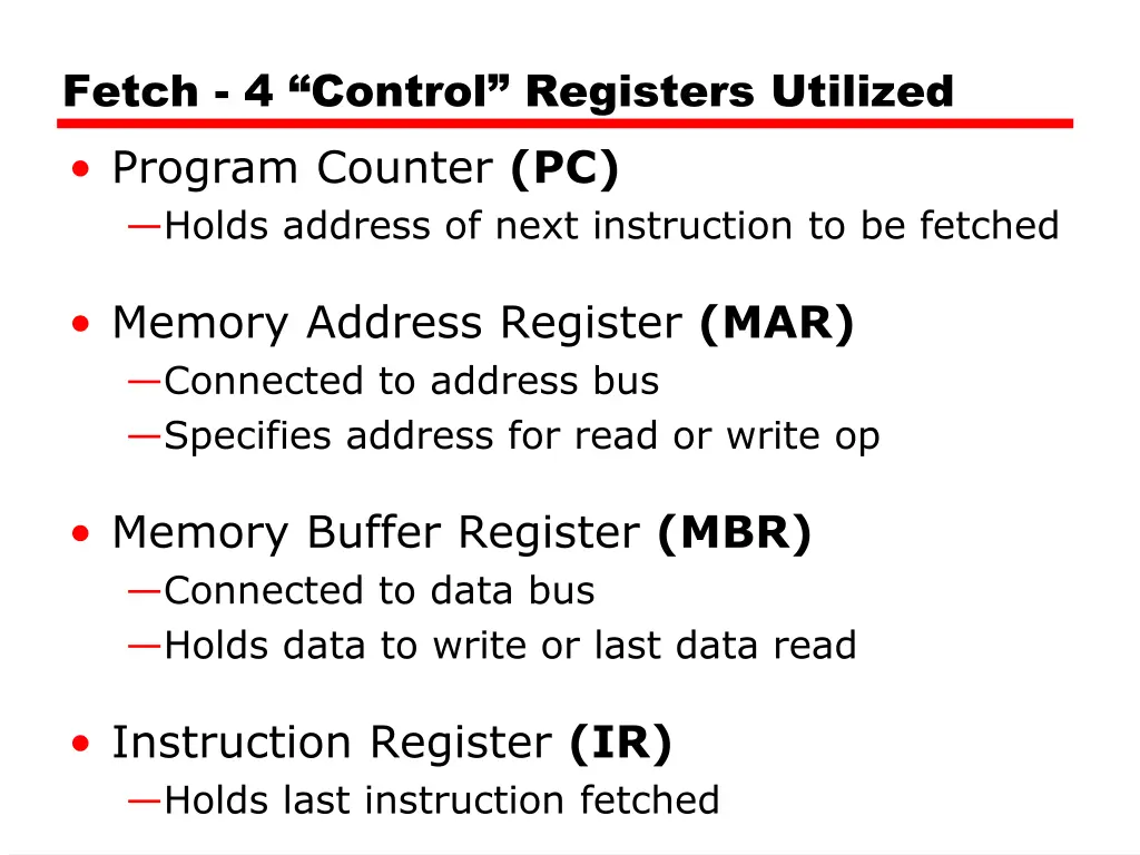 fetch 4 control registers utilized program