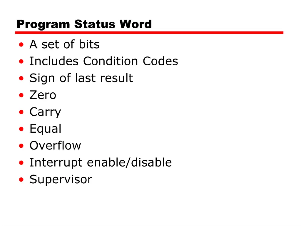 program status word a set of bits includes