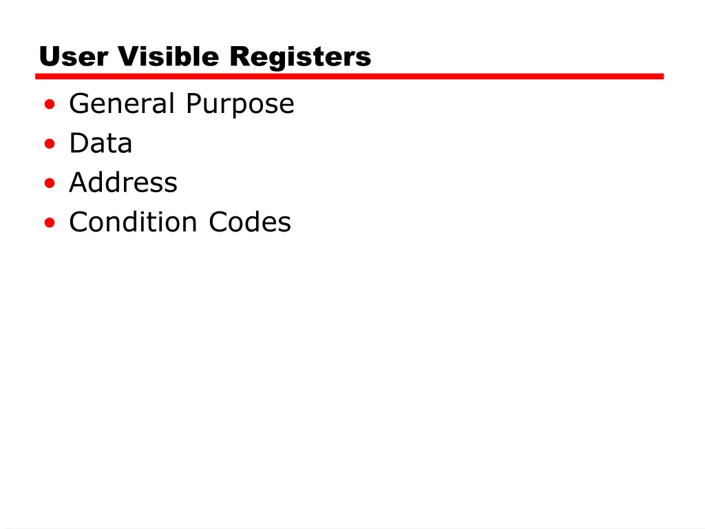 user visible registers general purpose data