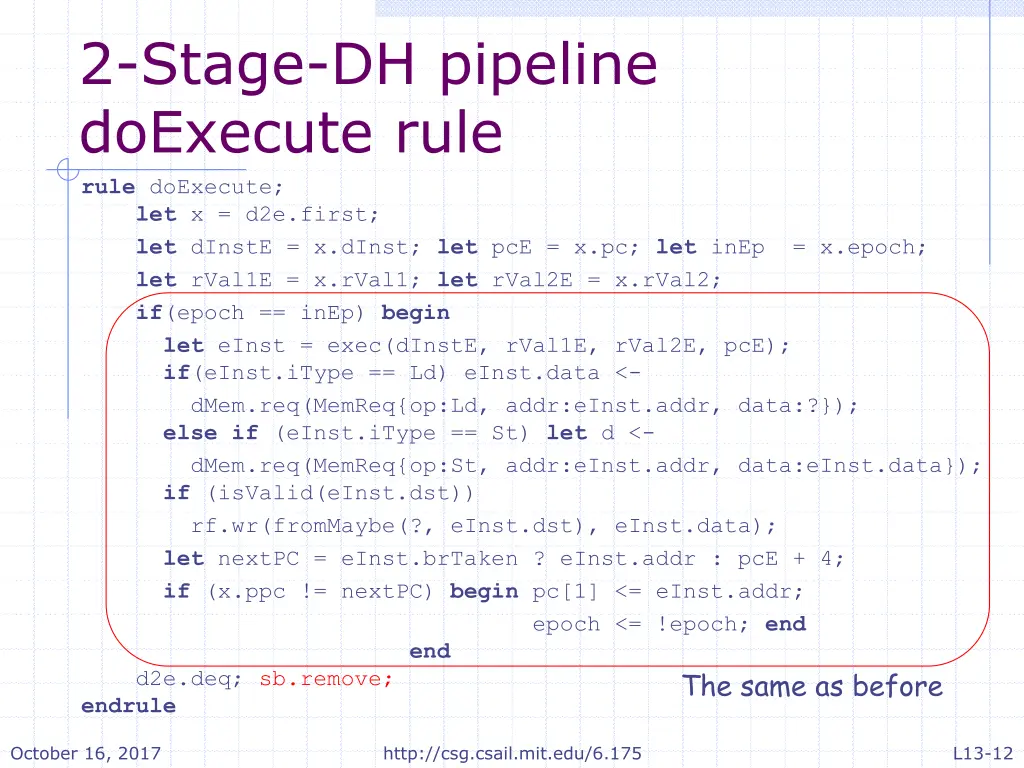 2 stage dh pipeline doexecute rule rule doexecute