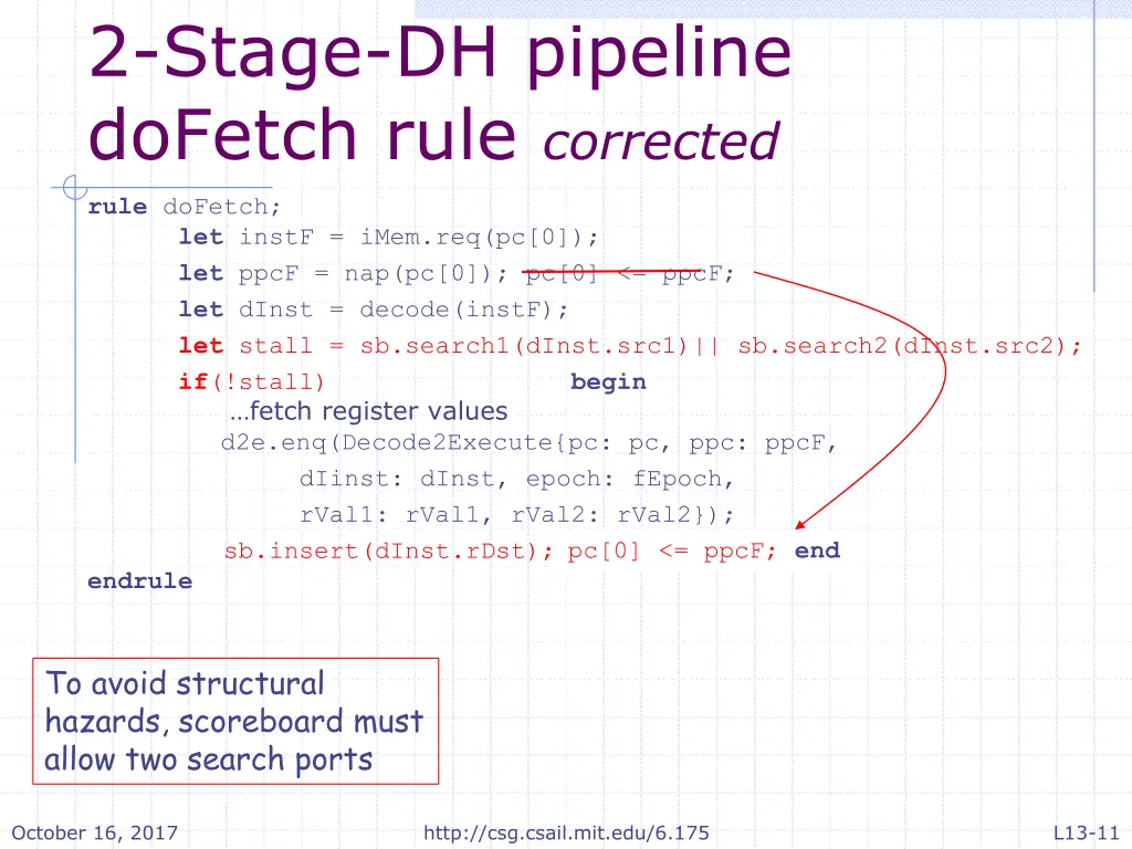 2 stage dh pipeline dofetch rule corrected