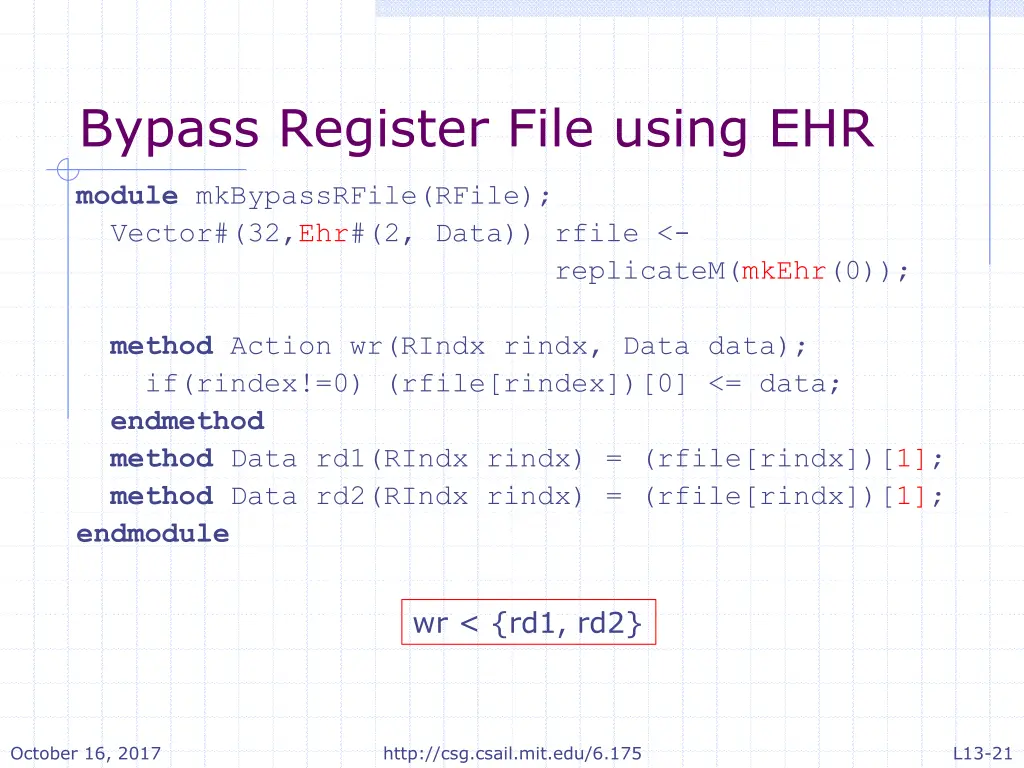 bypass register file using ehr