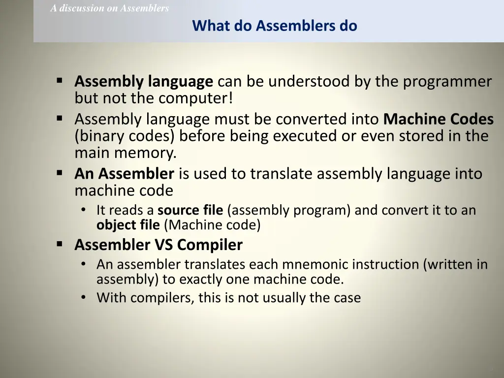 a discussion on assemblers