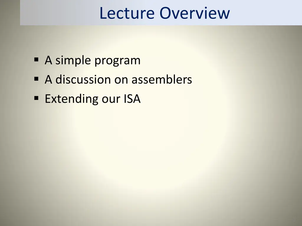 lecture overview