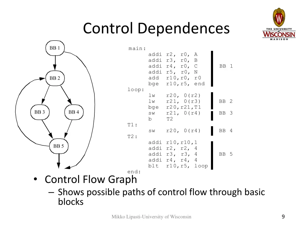 control dependences