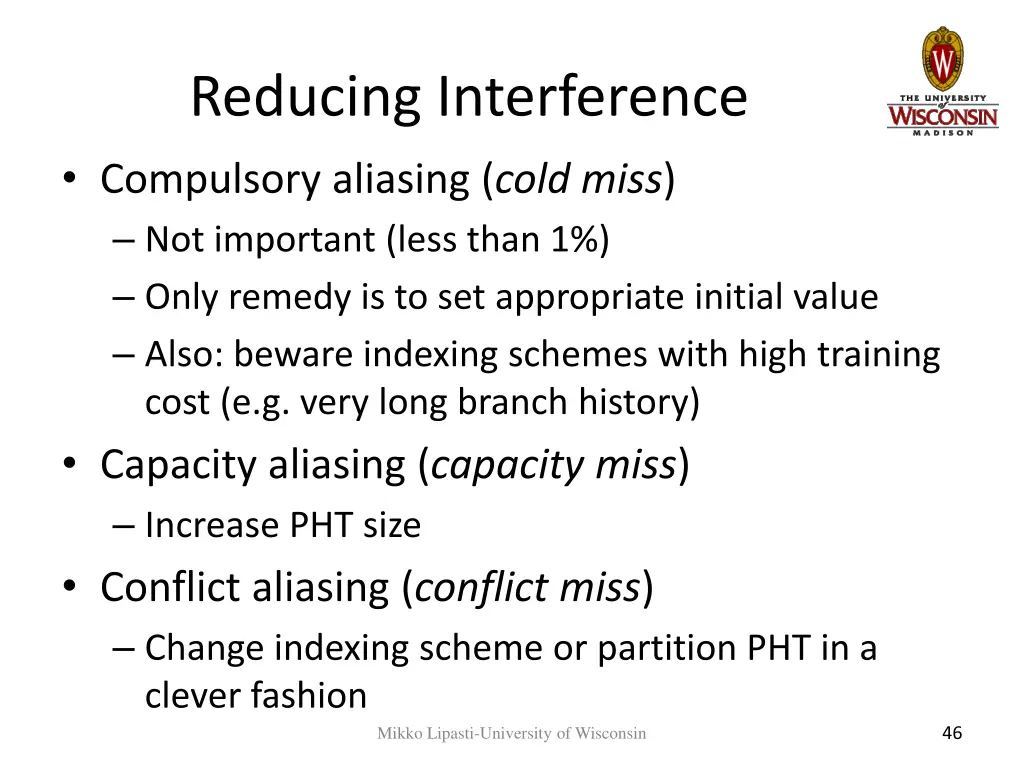 reducing interference compulsory aliasing cold