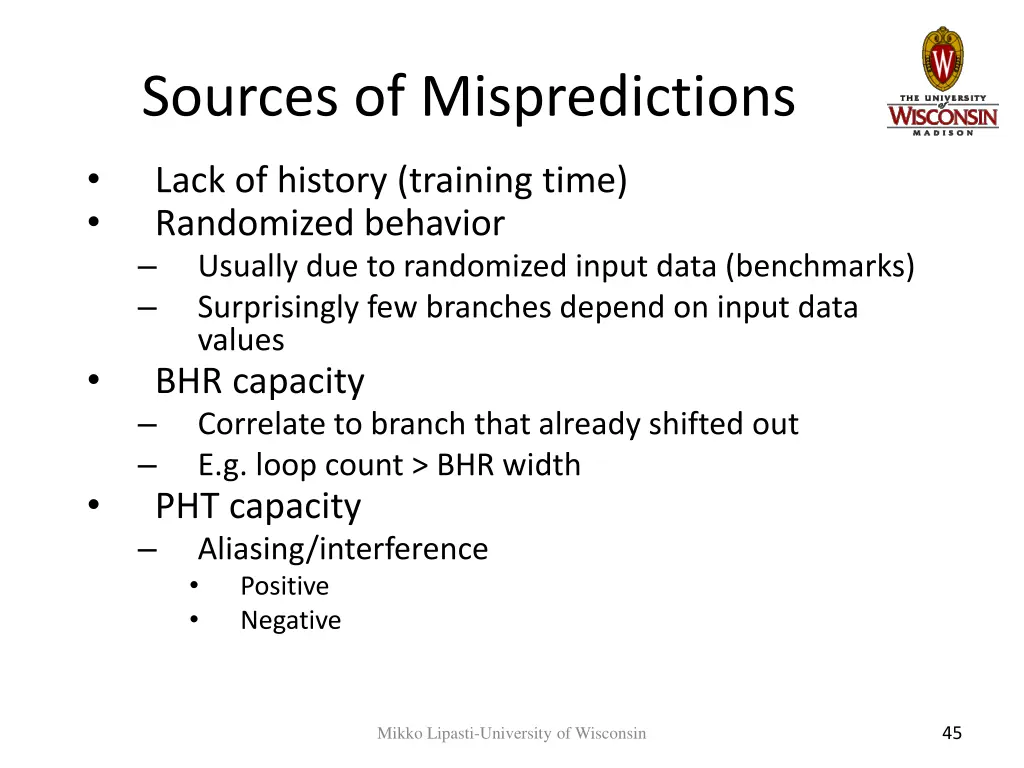 sources of mispredictions