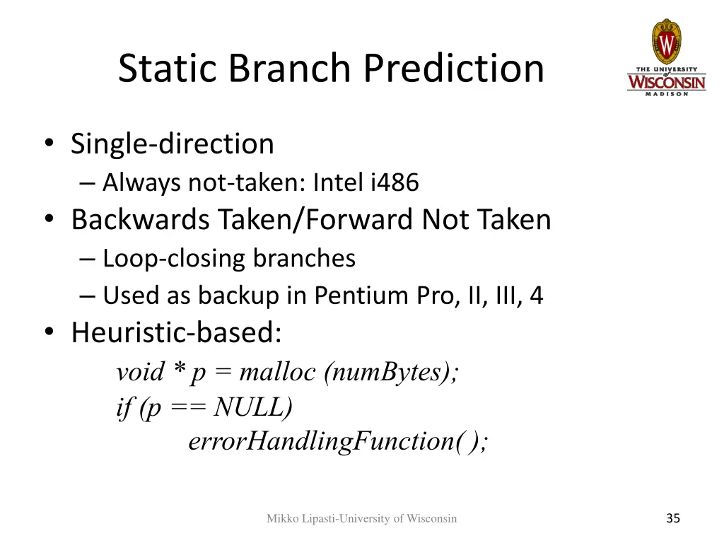 static branch prediction