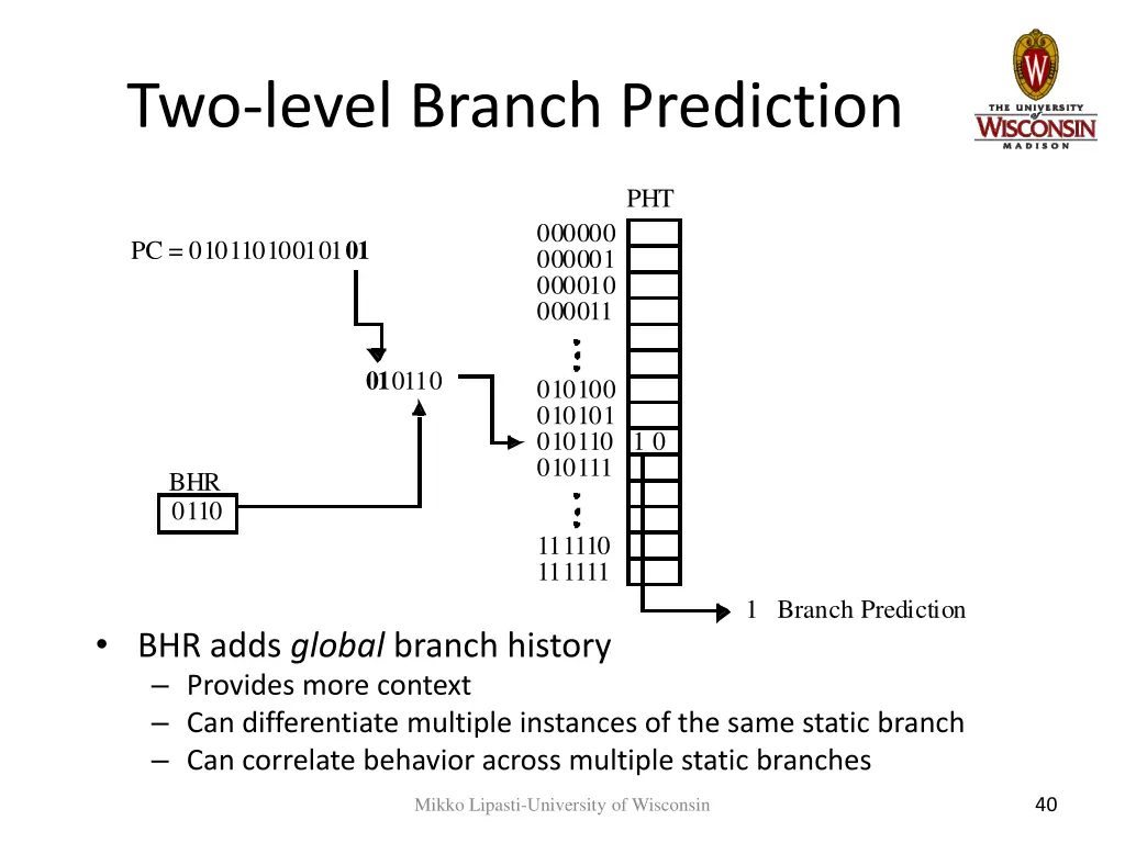 two level branch prediction