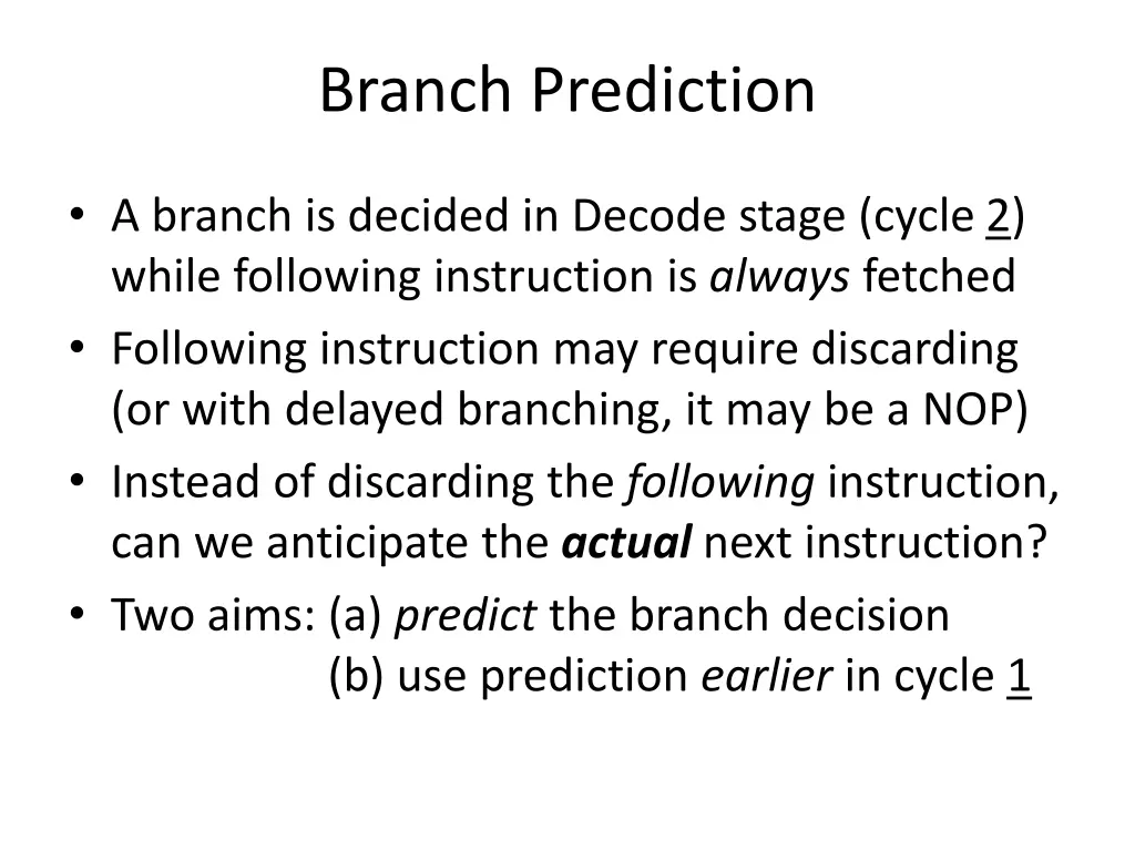 branch prediction