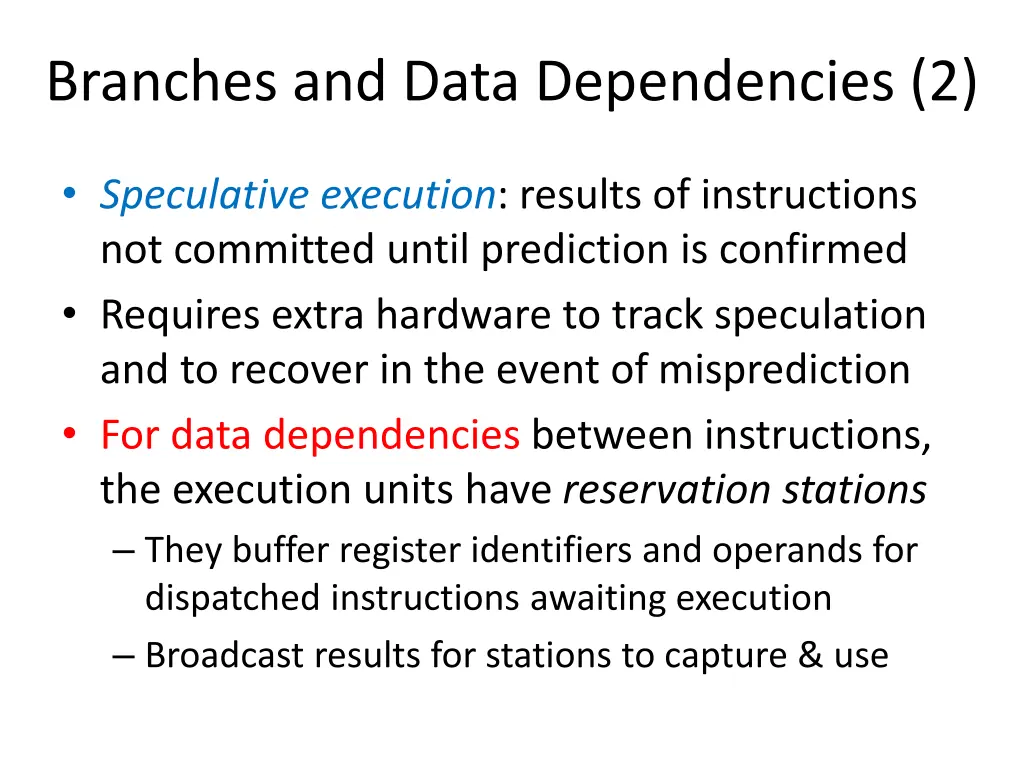 branches and data dependencies 2