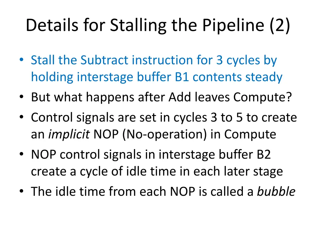 details for stalling the pipeline 2